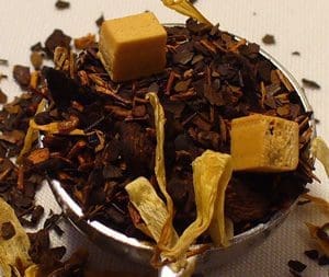 Herbal tea blend with caramel pieces.